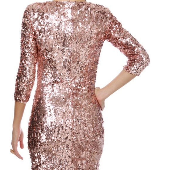 Rubber Ducky Productions Sequin-dy City Rose Gold Pink Mini Dress Size L - Picture 2 of 9
